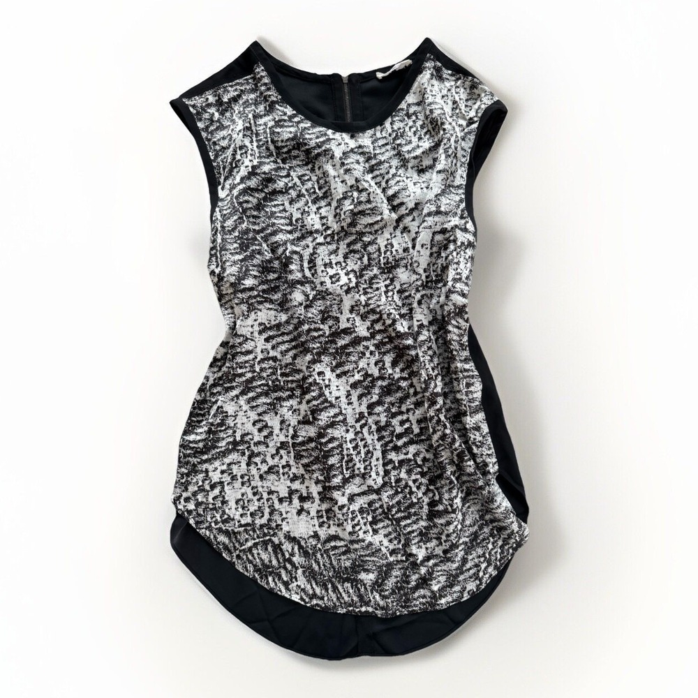 Helmut Lang Womens Black/White Printed Sleeveless Tank Top‎ Size Large